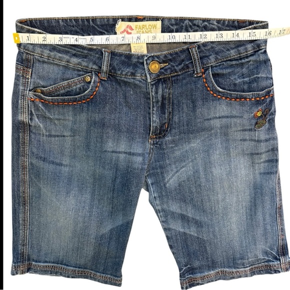 Vintage Farlow Jeans Low Rise Shorts Bermuda Style Embroidered Size 11 Juniors - Picture 3 of 12